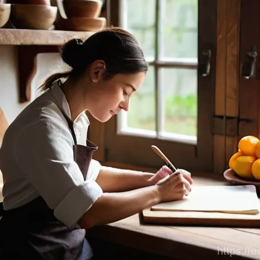 디저트 전문가의 제과 대회 준비 체크리스트 - **Prompt: "The Conceptualization of a Dessert Story"**
A female pastry chef, mid-30s, with a tho...