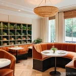 디저트 전문가의 인테리어와 공간 디자인 - **&quot;A beautifully designed, cozy dessert cafe interior with a &#039;cafe core&#039; aesthetic. The space is bat...