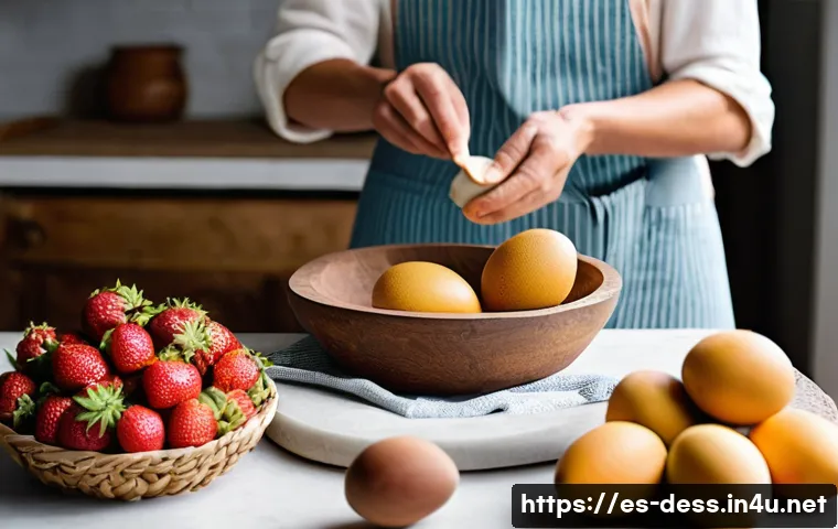 디저트 전문가와 지속 가능한 농산물 활용 - **Prompt:** A cozy, sun-drenched rustic kitchen scene filled with an abundance of vibrant, freshly h...