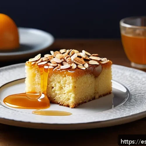 디저트 전문가의 인기 디저트 분석 - A close-up image of a Spanish-inspired dessert plate showcasing a moist, golden sponge cake topped w...